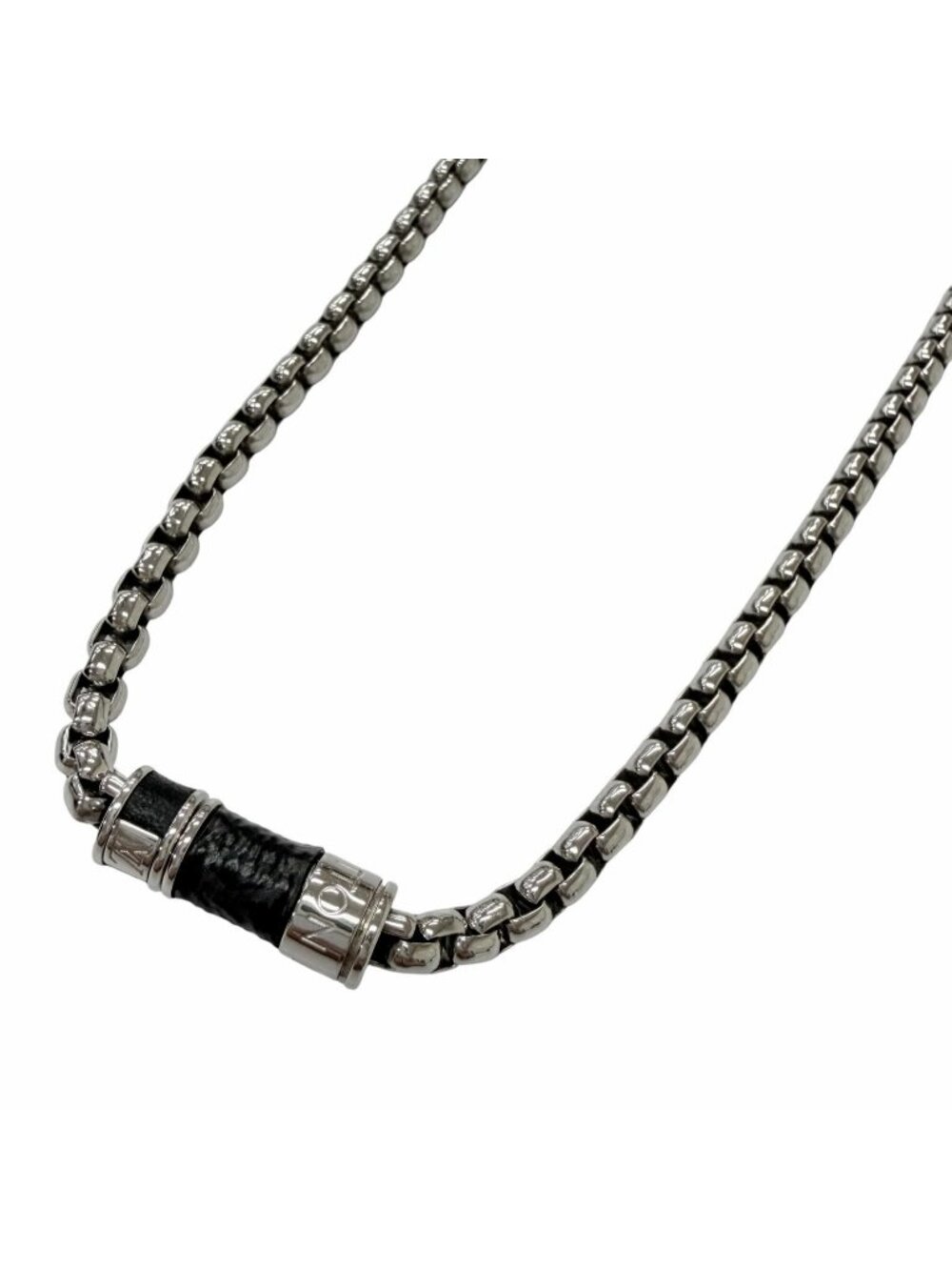 Louis Vuitton Partial Monogram Eclipse Collier Chain Necklace Silver - Picture 1 of 6